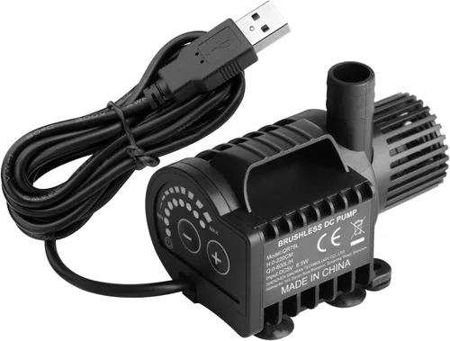 Vista 5 de Bomba de agua transparente sumergible USB de 6.5 W con caudal ajustable, mini bomba para acuario