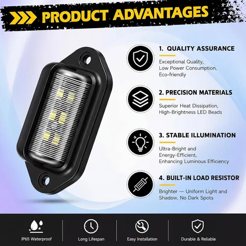 Vista 4 de Mudder Paquete de 8 luces LED de matrícula de 12 V, 6 LED, impermeables, luces traseras para camión, SUV, remolque, RV, camiones y barcos