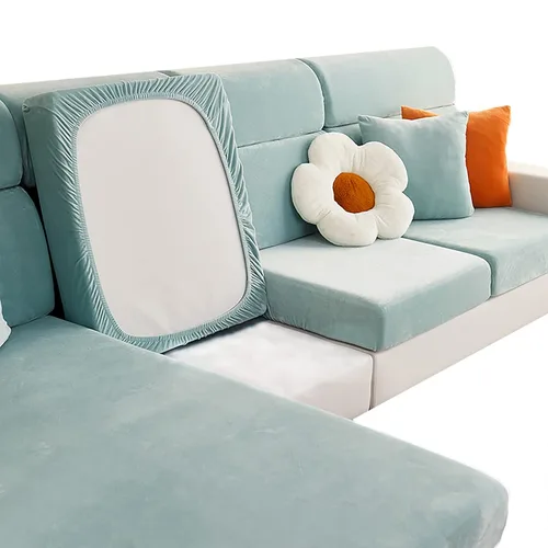Vista 14 de Fundas de cojín de terciopelo para sofá, funda de cojín de alta elasticidad universal para sofá de 4/3/2/1 plazas, protector de muebles Beige