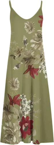 Vista 4 de Vestido largo de verano para mujer, estampado floral, bohemio, tirantes delgados, sexy, cuello en V, vestido de playa, vestido largo de moda