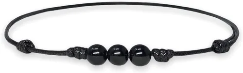 Vista 7 de Collar de perlas de turmalina anudadas con cordón de nailon de cera ajustable, gargantilla de cristal unisex de buena suerte con cuentas