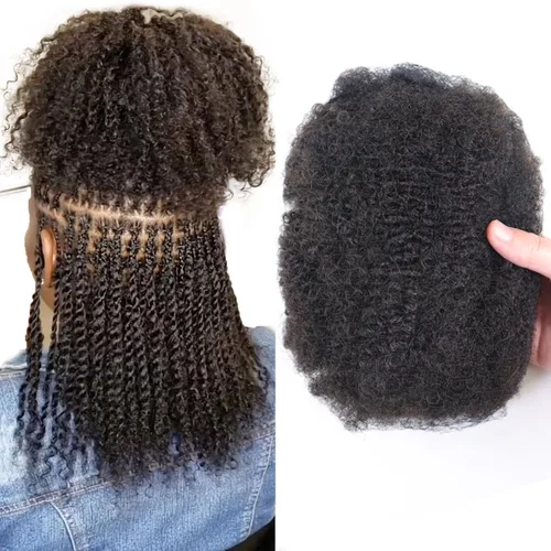 Vista 14 de HAPPY&CC Afro Kinkys - Extensiones de cabello humano a granel para extensiones de rastas de 10 pulgadas, 1.76 onzas, #4, color marrón degradado a