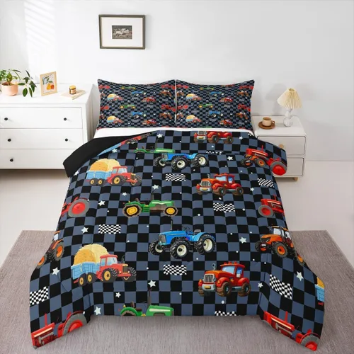 Vista 36 de Feelyou Juego de edredón de coche de carreras, tamaño individual, juego de ropa de cama de coche deportivo de velocidad para niños y niñas, edredón