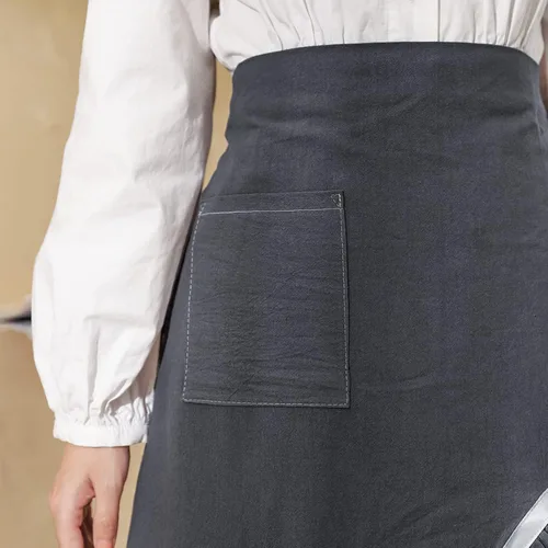 Vista 2 de Delantal retro para mujer, con volantes, estilo vintage, con bolsillo, para chef, cafetería, camarero, cocina, cocina