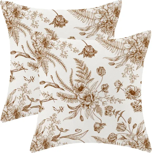 Vista 8 de CXMEIFLY Juego de 2 fundas de almohada de hojas florales de primavera de 16 x 16 pulgadas, para decoración de flores chinoiserie, almohadas