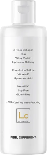 Vista 9 de Codeage Suplemento de colágeno líquido sabor vainilla, péptidos de colágeno liposomal Beauty Trim & Glow, ácido linoleico conjugado con CLA, ácido