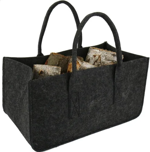 Vista 4 de Bolsa para leña plegable para leña, con mango (Negro)