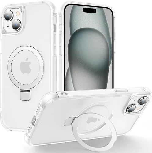 Vista 95 de CHAOFEnG Funda magnética compatible con iPhone 11 con soporte, prueba de caídas de grado militar, compatible con imán, anillo translúcido, parte