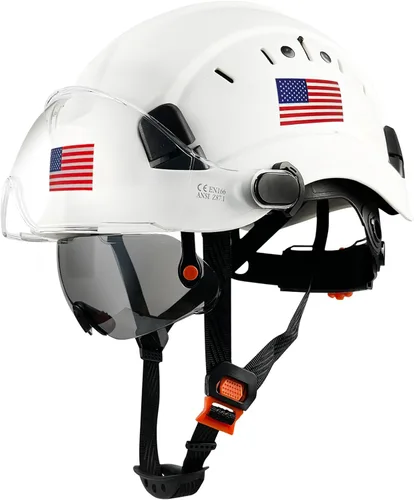 Vista 16 de SAFEBUILDER Casco de seguridad de construcción con visera incorporada Casco duro ABS con visera Ventilación ajustable Casco de trabajo Protección