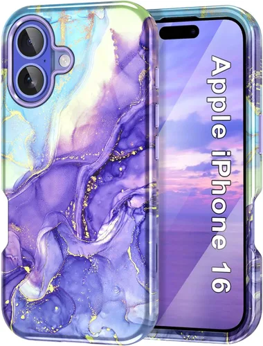 Vista 27 de Btscase Funda para iPhone 16 (2024), [probada en caídas de grado militar] Diseño de patrón de mármol delgado, resistente, a prueba de golpes