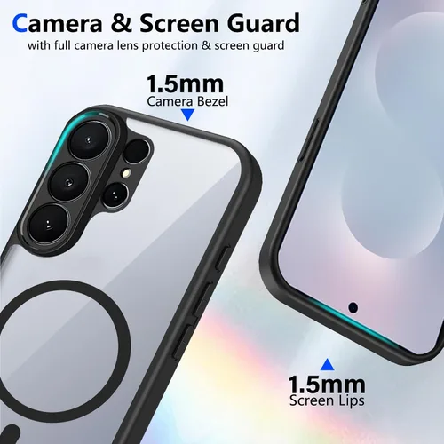 Vista 321 de Funda magnética transparente compatible con Xiaomi 17T, color negro 2 en 1 PC + TPU cubierta de teléfono a prueba de golpes, carcasa protectora