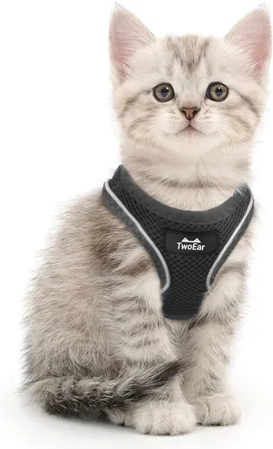 Vista 20 de TwoEar Arnés de gato a prueba de escape, suave chaleco ajustable para perro, de malla transpirable, chaqueta reflectante de fácil control para Negro