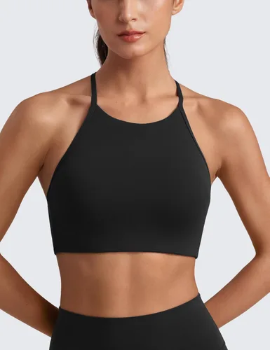 Vista 2 de CRZ YOGA Butterluxe - Brasier deportivo de cuello alto y espalda en Y para mujer, con espalda cruzada, tirantes delgados, para entrenamiento