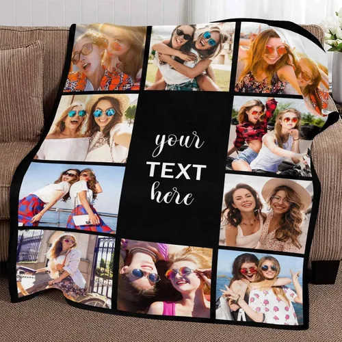 Vista 3 de Mantas de fotos personalizadas, 10 fotos personalizadas, mantas de imagen personalizadas, regalos para hermana, papá, mamá, hija, hijo