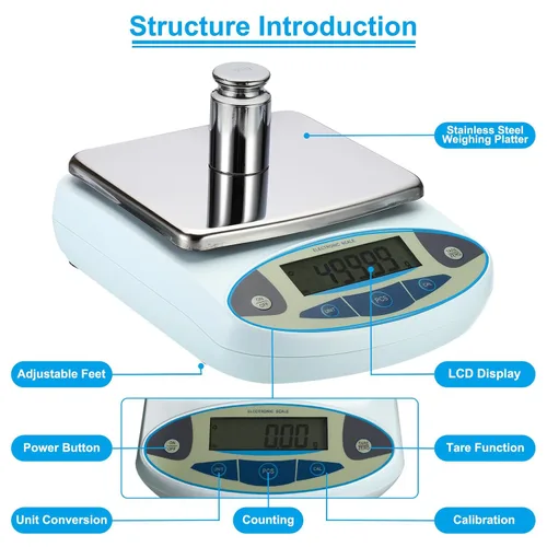 Vista 3 de PATIKIL Báscula de laboratorio de 35.27 oz x 0.00 oz, balanza analítica electrónica de alta precisión sensible, báscula de precisión digital