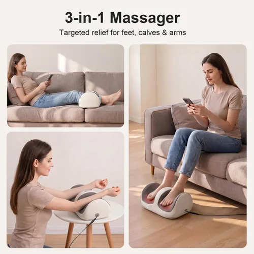 Vista 4 de Nekteck Foot Massager with Heat & Shiatsu Foot Roller, Adjustable Intensity & Calf Massage for Sore Feet, Neuropathy & Plantar Fasciitis, Portable