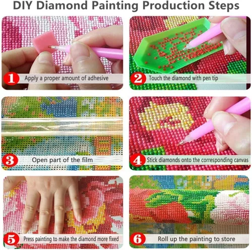 Vista 4 de Kits de pintura de diamantes 5D para adultos y niños, animales de taladro completo mapaches en el agujero del árbol, pintura de punto de cruz