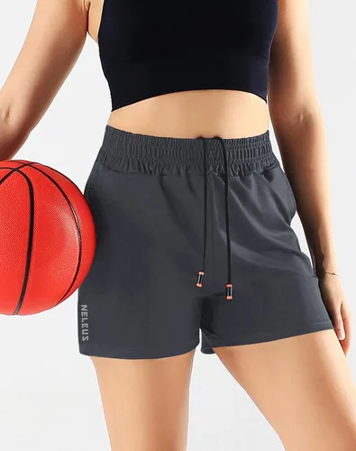 Vista 6 de NELEUS Pantalones cortos de correr ligeros para mujer, pantalones cortos atléticos de entrenamiento para yoga con bolsillo
