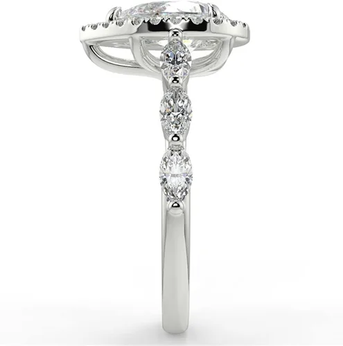 Vista 13 de WSX - Anillo de compromiso de oro de 10/14/18 quilates de 2 quilates para mujer, diseño de lágrima personalizada, moissanita, promesa de boda