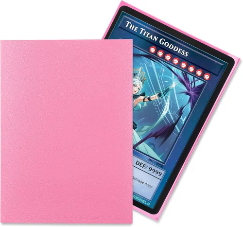 Vista 2 de TitanShield Fundas para tarjetas pequeñas, color rosa goma de mascar (150 mangas) - Se adapta a Yu-Gi-Oh Rosa chicle