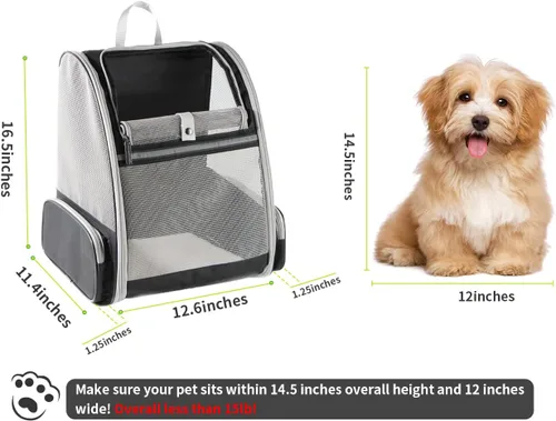 Vista 2 de Texsens - Mochila para transporte de mascotas, con un innovador sistema de burbuja, ideal como transportín para gatos y perros (negro)