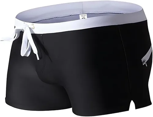 Vista 3 de Traje de baño de corte cuadrado para hombre y traje de arrastre, bolsillo trasero