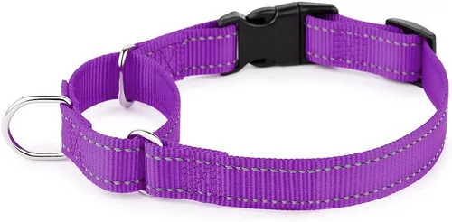 Vista 9 de Collar reflectante de martingala de Plutus Pet con hebilla - Collar de entrenamiento duradero y ajustable para evitar tirones, collar de gargantilla