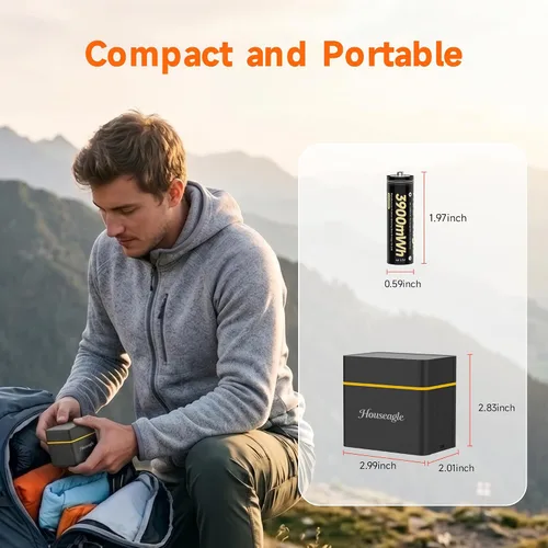 Vista 7 de Paquete de 12 baterías AA recargables de litio con cargador, 1.5 V 3900 mWh