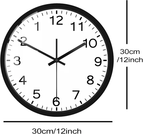 Vista 2 de Reloj de pared con marco de metal y cubierta de cristal, reloj de pared analógico redondo y inverso, funciona con pilas, para sala de estar
