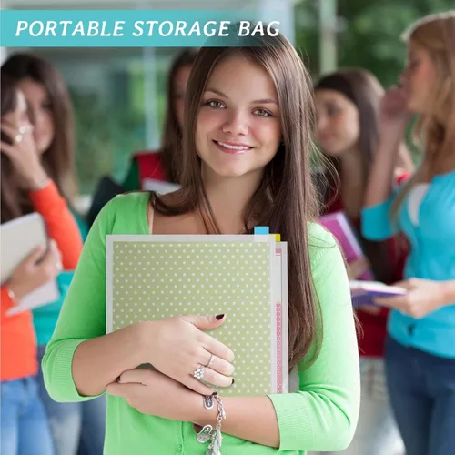 Vista 6 de Caydo Organizador de Almacenamiento de Papel para Álbum de Recortes con 60 Pestañas de Índice Adhesivas, Paquete de 10 Bolsas de Almacenamiento