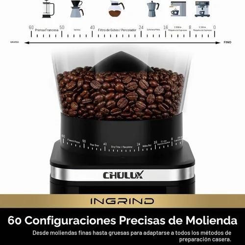 Vista 3 de CHULUX Molinillo de café eléctrico InGrind con 60 ajustes de molienda