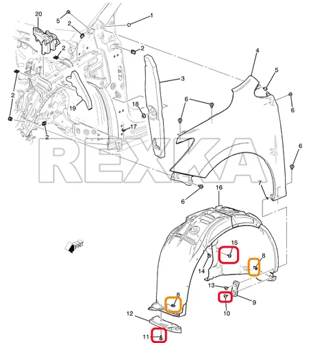 Vista 4 de Rexka 10 juegos de tuercas de tornillo para guardabarros 11548270 compatibles con GM Chevrolet Camaro Colorado Cruze Equinox Impala Malibu Traverse