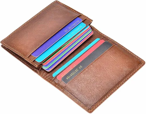 Vista 2 de HAWEE - Cartera de bolsillo frontal para hombre cuero auténtico RFID