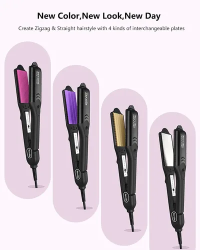 Vista 4 de Terviiix Rizadora de Cabello para Mujeres con 4 Placas Intercambiables, Rizadora para Cabello con Infusión de Queratina y Aceite de Argán, Rizadora