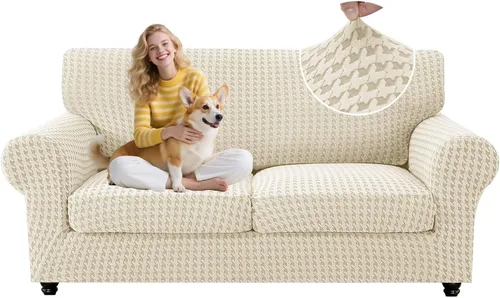 Vista 20 de MAXIJIN 2 fundas elásticas para sillón de sala de estar, fundas gruesas y suaves con brazos para perros, mascotas, protector de sofá individual