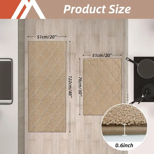 Vista 2 de COSY HOMEER Alfombras suaves de cocina [2 piezas] para el frente del fregadero súper absorbentes, tapetes y tapetes de cocina de 20 x 30 pulgadas/20