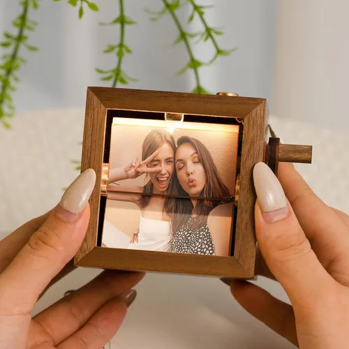 Vista 2 de Evamall Caja de fotos de madera personalizada de regalo para mejor amigo, recuerdo de memoria personalizado con imagen, regalo significativo