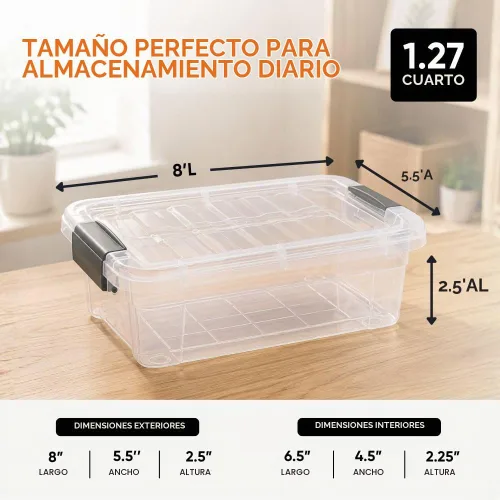 Vista 3 de Superio - Contenedores de almacenamiento de plástico transparente de 1.27 cuartos de galón con tapas, contenedores organizadores apilables, cajas