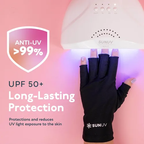 Vista 5 de SUNUV Lámpara de uñas LED UV, guantes de luz UV para uñas de gel, guantes sin dedos con protección UV, secador de uñas para lámpara de curado