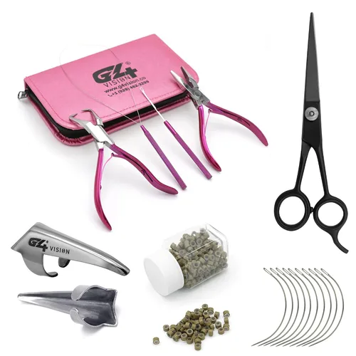 Vista 9 de Kit de herramientas profesionales para extensiones de cabello y cuentas, juego de alicates para quitar cuentas (4 piezas) I-Link Micro Ring Loop