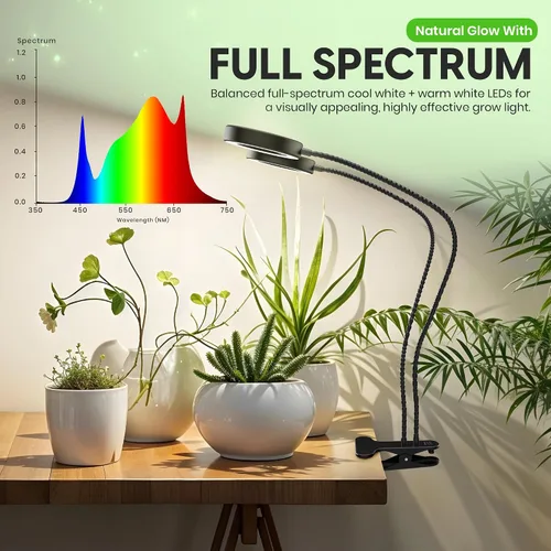 Vista 5 de OSANI Luz de crecimiento de brazo largo de cuello de cisne de 24 pulgadas, cobertura de 48 pulgadas, luces LED de espectro completo de 6000 K