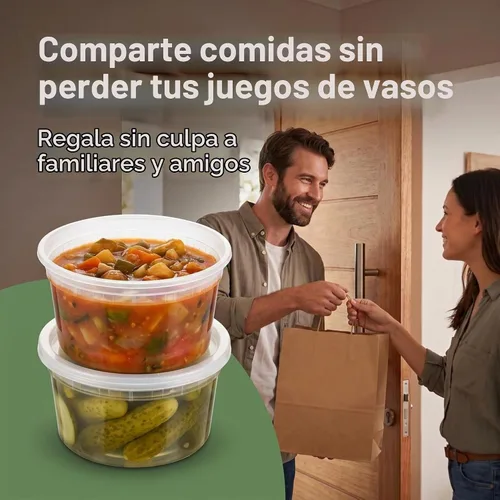 Vista 7 de TashiBox 24 juegos de recipientes de plástico con tapas, 8 onzas, 16 onzas, 32 onzas, 8 juegos cada uno, recipientes herméticos para almacenamiento