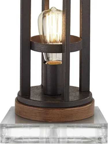 Vista 20 de Franklin Iron Works Lucas - Juego de 2 lámparas de mesa occidentales de 26 pulgadas de alto con puerto de carga USB y luz nocturna, pantalla LED