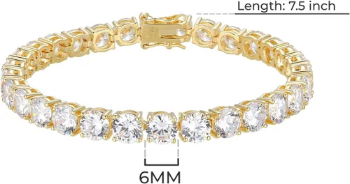 Vista 4 de Tienda Essentials Brazalete de tenis de plata de ley con circonia cúbica de corte redondo