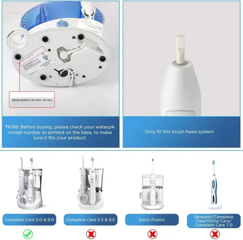 Vista 2 de Cabezales de cepillo para Waterpik Complete Care 5.0/9.0 (paquete de 4, negro)