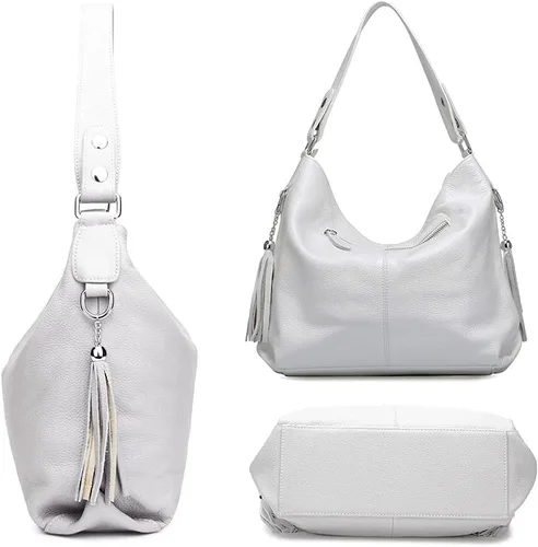 Vista 76 de Moda suave cuero genuino borla mujer bolso señoras hombro mensajero hobo bolso