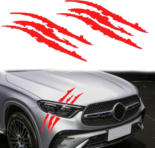 Vista 9 de 2 piezas de calcomanías reflectantes para automóvil con marcas de arañazos de garra de monstruo, calcomanía impermeable para parachoques ligero