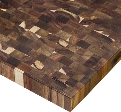 Vista 4 de Ruvati RVA2445ACA Tabla de cortar grande de madera maciza con bloque de carnicero de acacia de grano final de 17 x 16 x 2 pulgadas de grosor