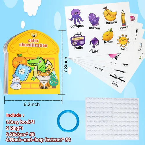 Vista 7 de Montessori Busy Book - Juguetes de clasificación de colores para niños pequeños de 3 a 5 años, juguetes educativos para autismo, actividades