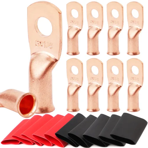 Vista 87 de TKDMR - Kit de 264 piezas de extremos de cable de batería, 132 piezas de terminales de anillo de lengüetas de cable de cobre resistentes AWG 8 6 4 2